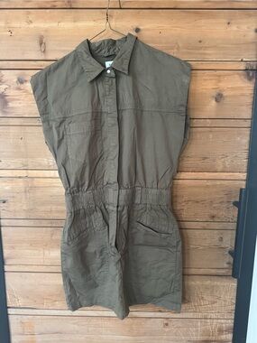 Pistola Utility Mini Dress Romper in Olive Green